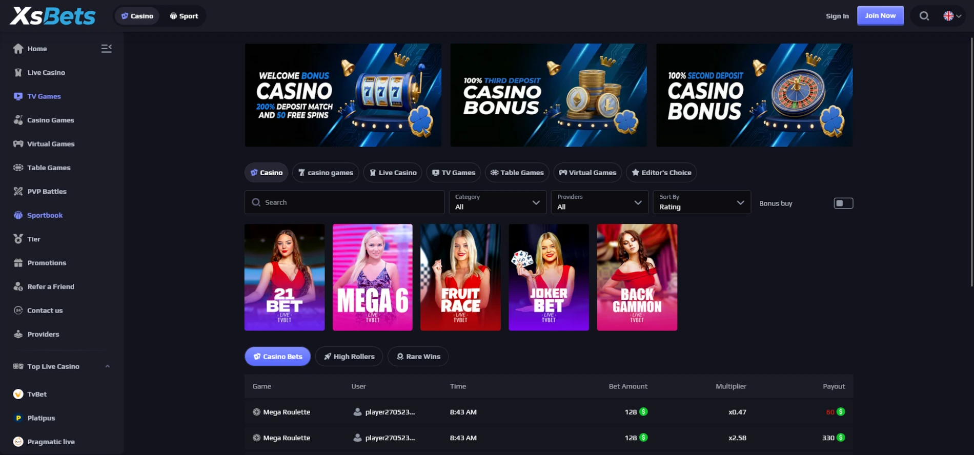 xsbets-casino-tv-games