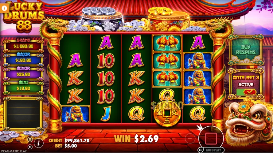 lucky-drums-88-win-10.00-ante-bet-3-activated